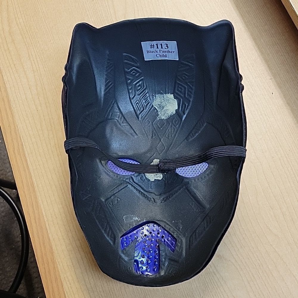 Rubies Avengers Black Panther Costume Child Sz large 12-14 Padded Bodysuit+ mask - Picture 9 of 9